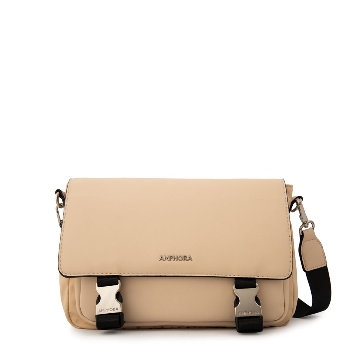 AMPHORA - Cartera bandolera con tapa lois mediana beige