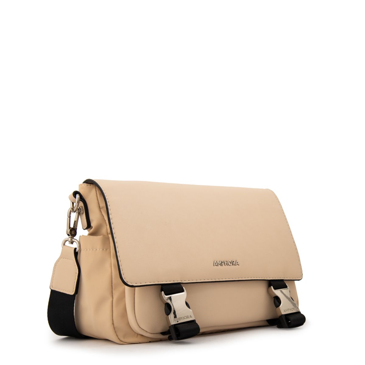 AMPHORA - Cartera bandolera con tapa lois mediana beige