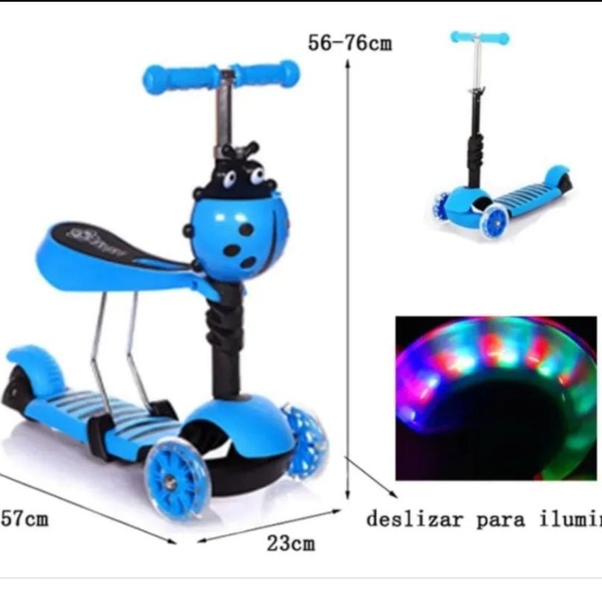 BJ HOGAR - Scooter 3 en 1 Monopatin Y Ruedas Con Luces