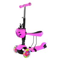 Scooter 3 en 1 Monopatin Y Ruedas Con Luces Rosado