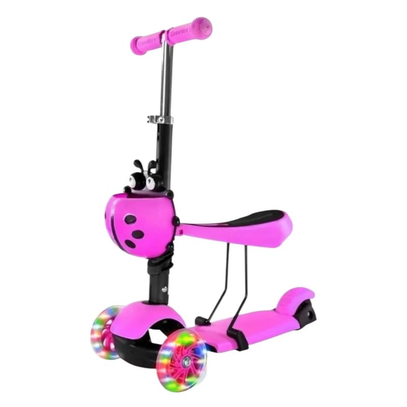 BJ HOGAR - Scooter 3 en 1 Monopatin Y Ruedas Con Luces Rosado