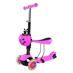 BJ HOGAR - Scooter 3 en 1 Monopatin Y Ruedas Con Luces Rosado