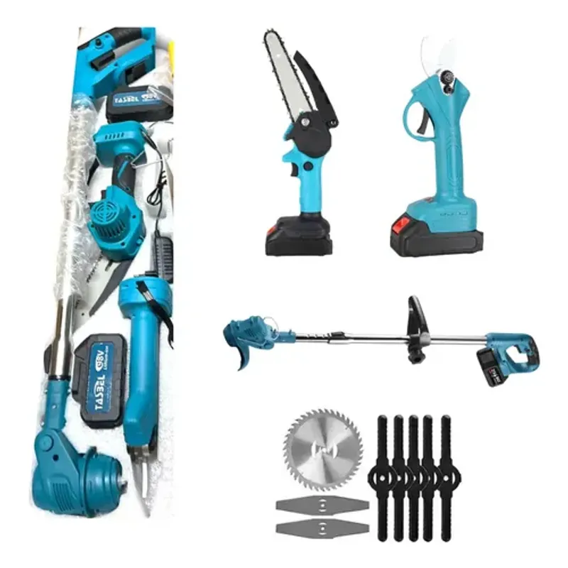 MOVI - SET DE JARDIN CORTADORA DE CESPED TIJERA DE PODAR Y MINI MOTOSIERRA