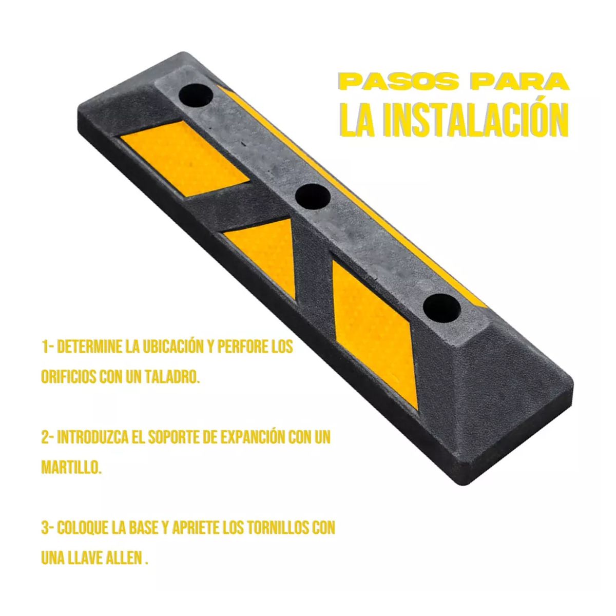 GENERICO - Tope De Estacionamiento 60x15x10cm Negro Con Amarillo