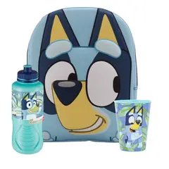 BLUEY - Set Mochila Escolar Face 3D + Accesorios