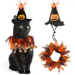 GIOIO - Conjunto Capa Gato Halloween Calavera Capucha Ajustable