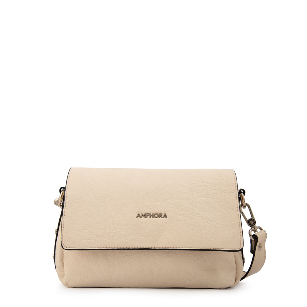 AMPHORA - Cartera bandolera con tapa marlet pequeña blanco crudo