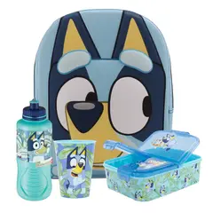 BLUEY - Set Mochila Escolar Face 3D + Accesorios 3