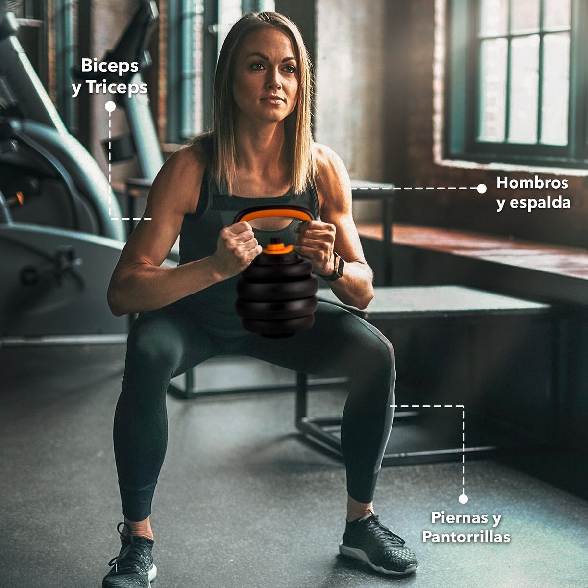 ATLETIS - Set de Pesas Ajustable 40 Kg Kettlebells Negro