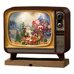 MOVI - CAJA MUSICAL NAVIDEÑA CON LUZ EN FORMA DE TV VINTAGE