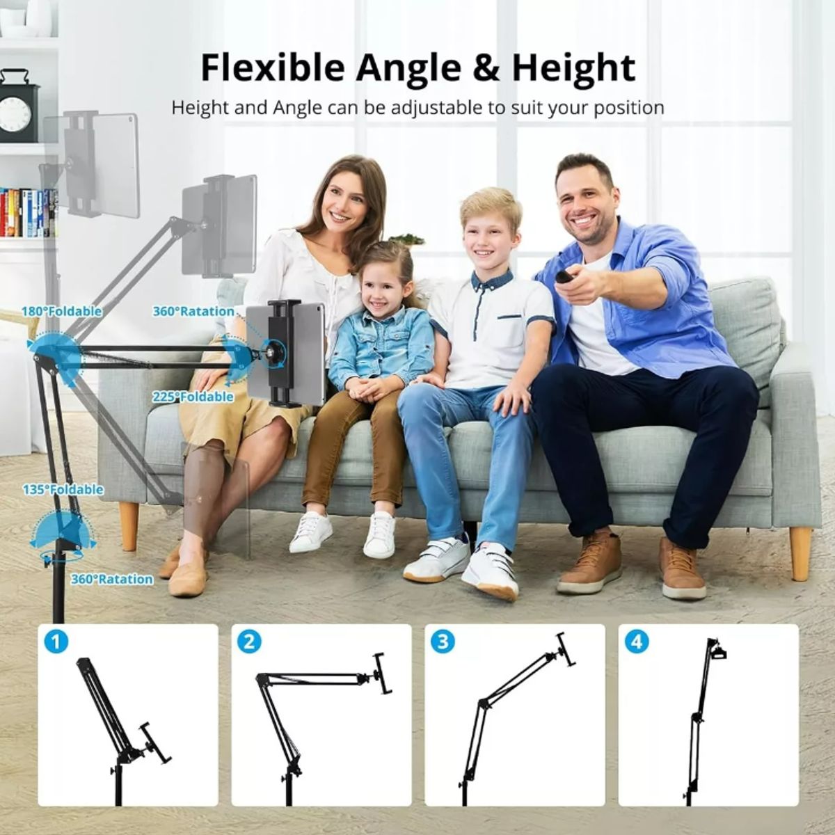 GENERICO - Soporte Tablet Pedestal Flexible Soporte Celular Suelo 360°