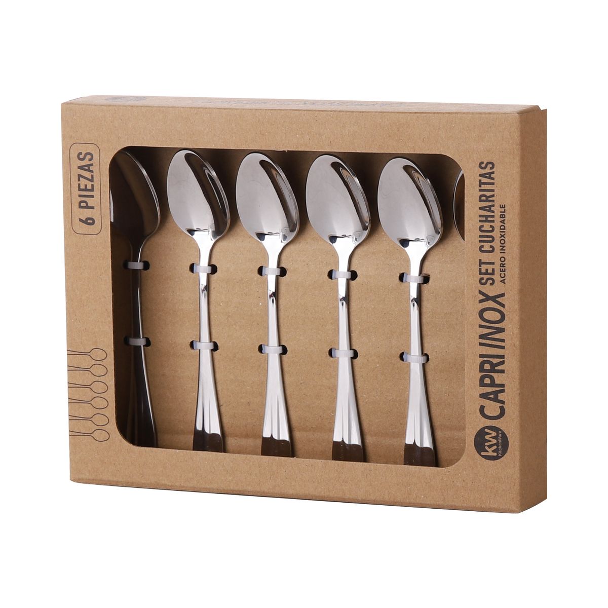 KITCHENWARE - SET DE CUCHARITAS 6 PIEZAS ACERO INOXIDABLE
