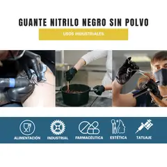 GENERICO - Guantes Nitrilo Negro Sin Polvo Mred Examinación 1000 Un Talla M