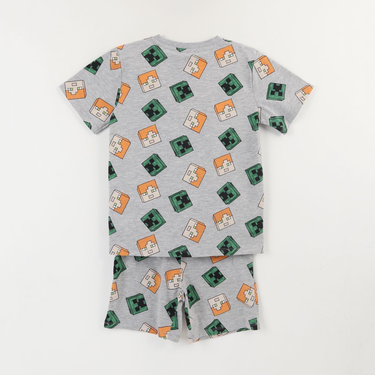 MINECRAFT - Pijama Corto Niño Gris Full Print Creeper Alex Minecraft