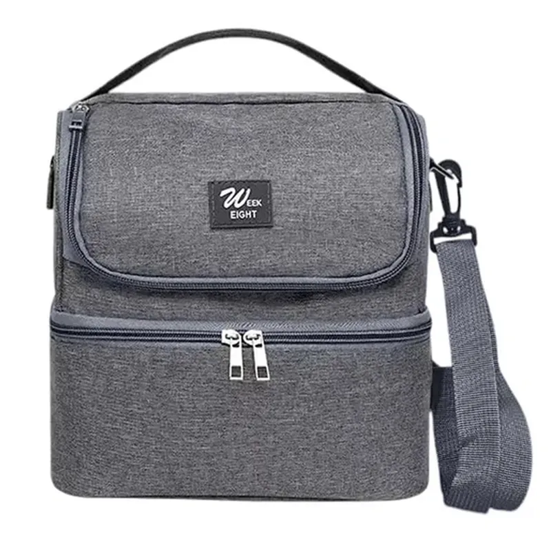 ESHOPANGIE - Lonchera Termica De 2 Pisos Impermeable Con Correa