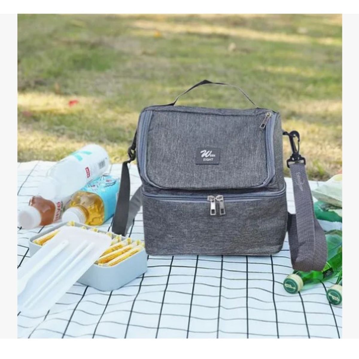 OFERTABKN - Lonchera Termica De 2 Pisos Impermeable Con Correa