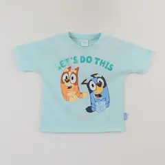 BLUEY - Polera Manga Corta Niña Celeste Bingo &
