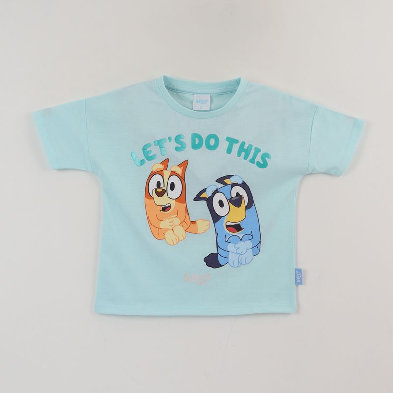 BLUEY - Polera Manga Corta Niña Celeste Bingo & Bluey