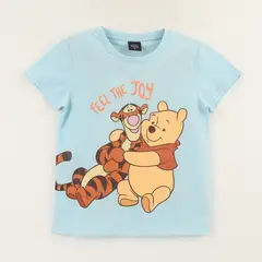 DISNEY - Polera Manga Corta Niña Celeste Winnie & Tiger