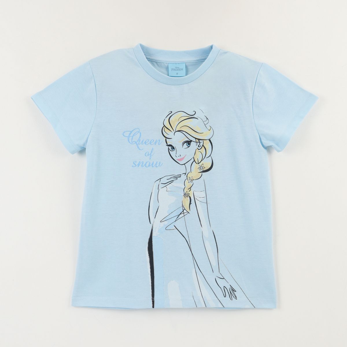 DISNEY - Polera Manga Corta Niña Celeste Elsa Frozen Disney