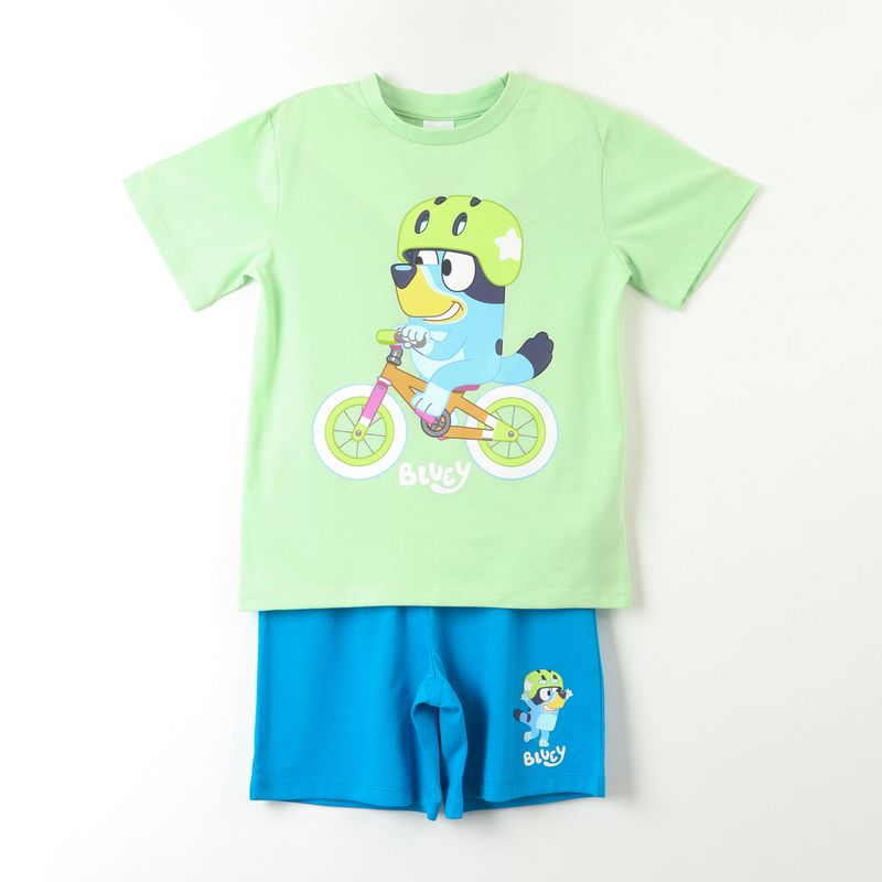 BLUEY - Pijama Corto Niño Verde Bike Bluey