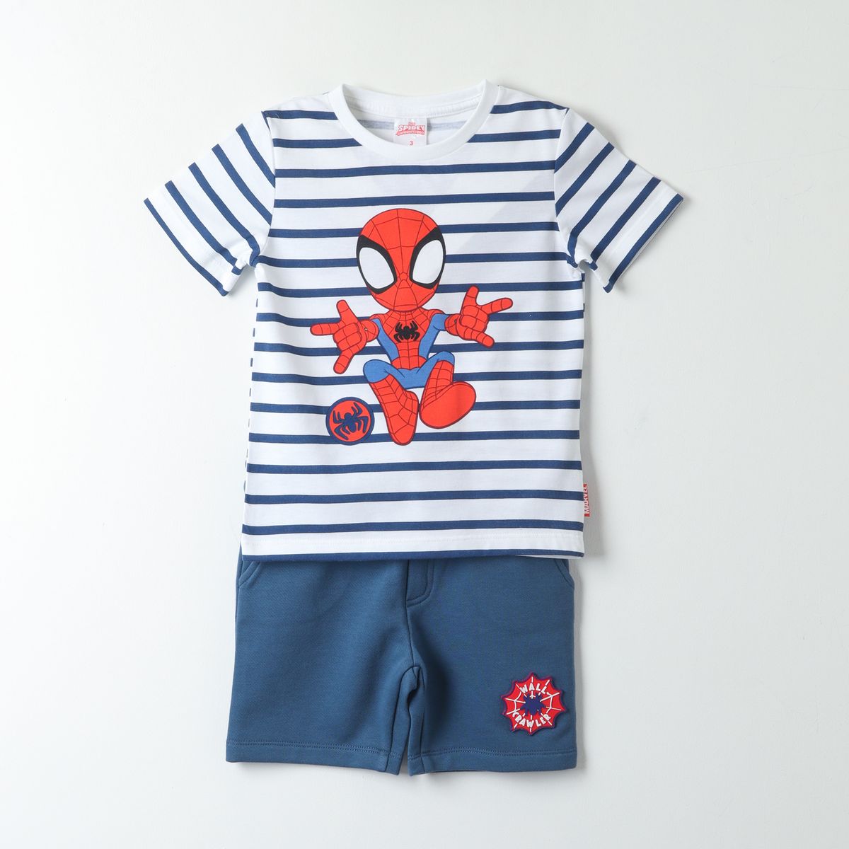MARVEL - Conjunto Niño Azul Spiderman Jump Rayas Marvel