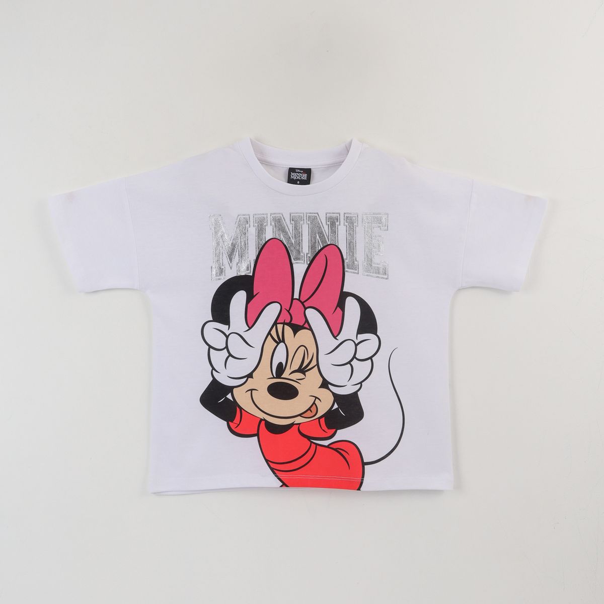 DISNEY - Polera Manga Corta Niña Blanco Minnie Guiño Disney