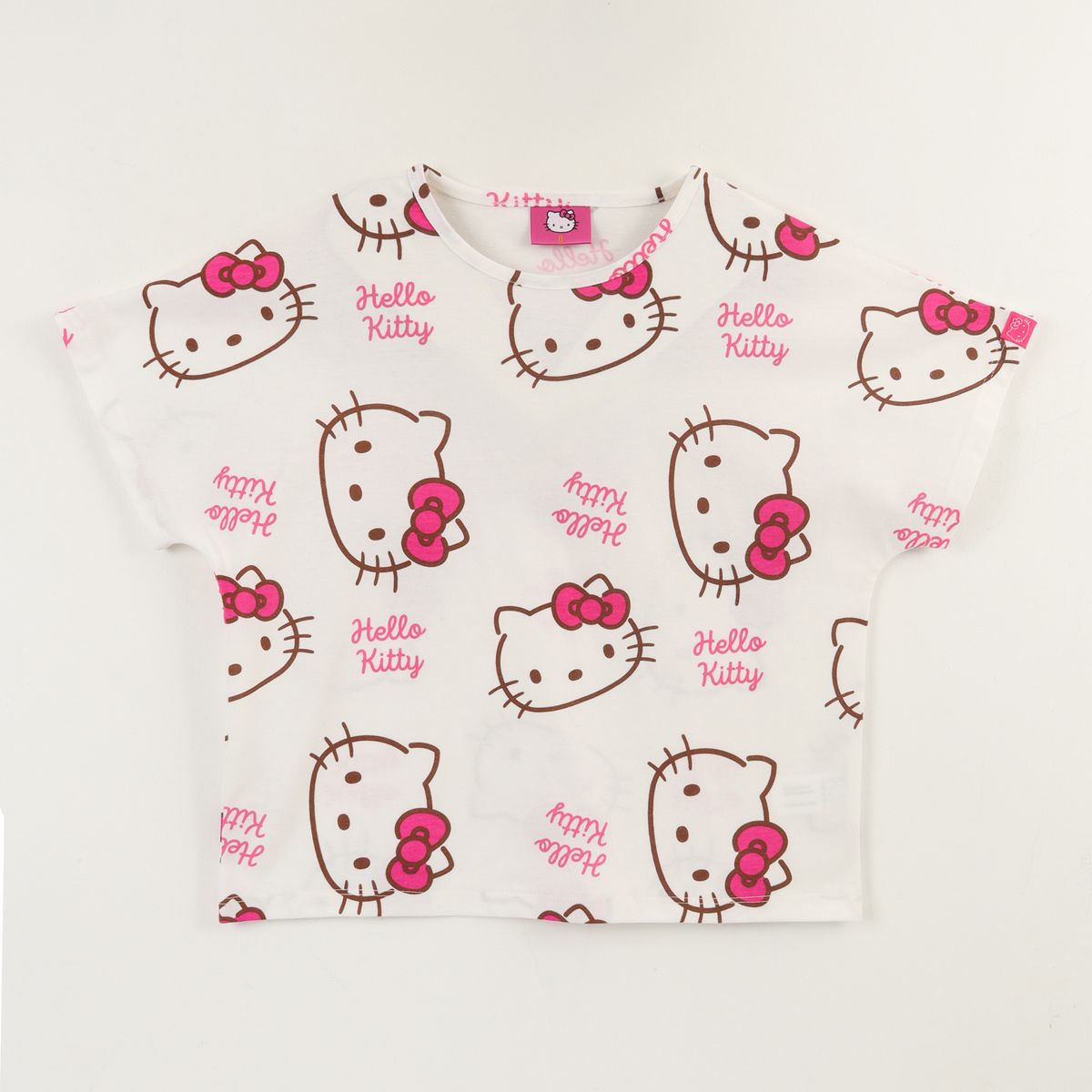 HELLO KITTY - Polera Manga Corta Niña Blanco Full Print Hello Kitty