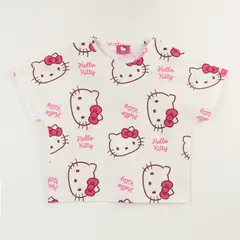 HELLO KITTY - Polera Manga Corta Niña Blanco Full Print