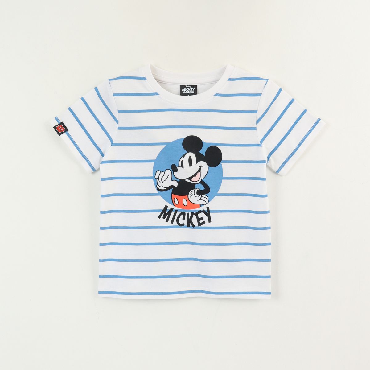 DISNEY - Polera Manga Corta Niño Blanco Rayas Mickey Disney