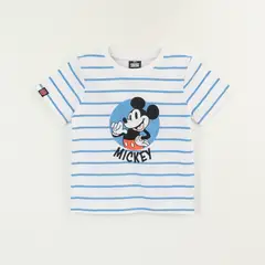 DISNEY - Polera Manga Corta Niño Blanco Rayas Mickey