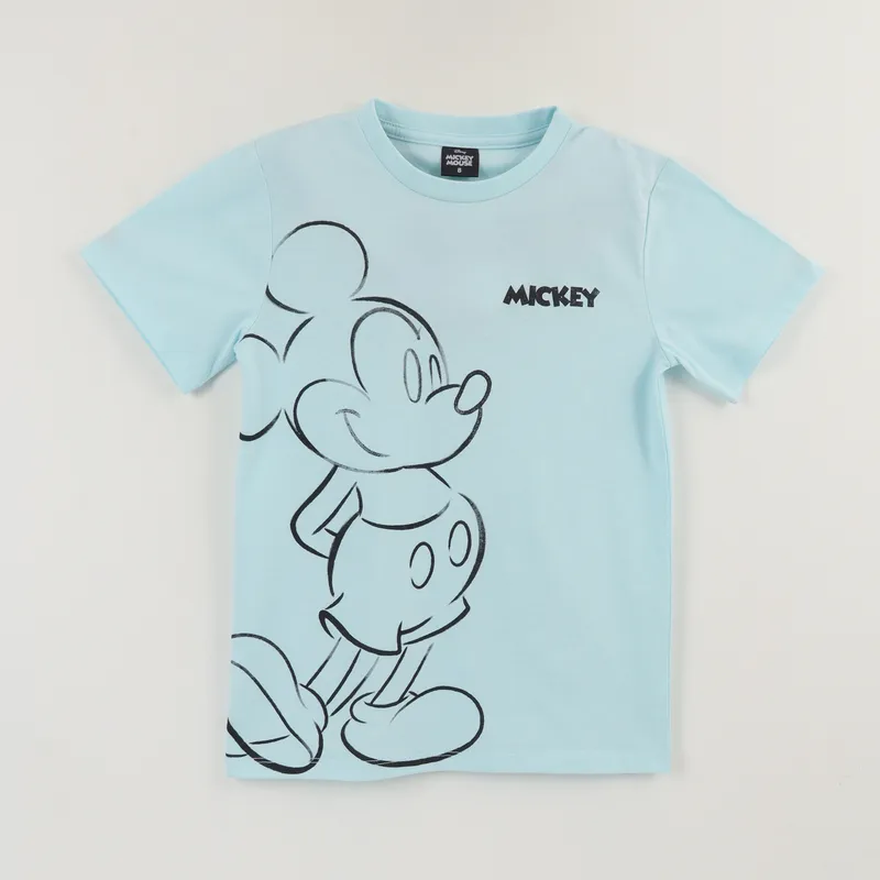 DISNEY - Polera Manga Corta Niño Celeste Mickey Mouse Disney