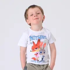 DISNEY - Polera Manga Corta Niño Blanco Nick & Hopps Zootopia