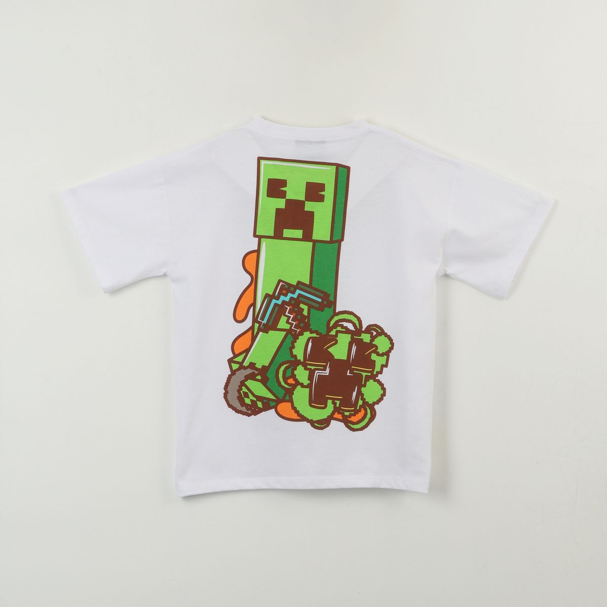 MINECRAFT - Polera Manga Corta Niño Blanco Back Print Creeper Minecraft