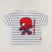 Polera Manga Corta Niño Blanco Rayas Spidey