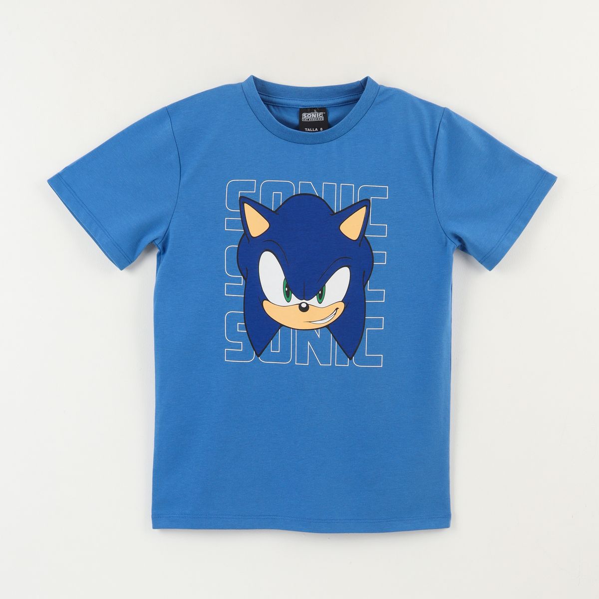 SONIC - Polera Manga Corta Niño Azul Face Sonic