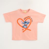 Polera Manga Corta Niña Damasco Stitch Ohana