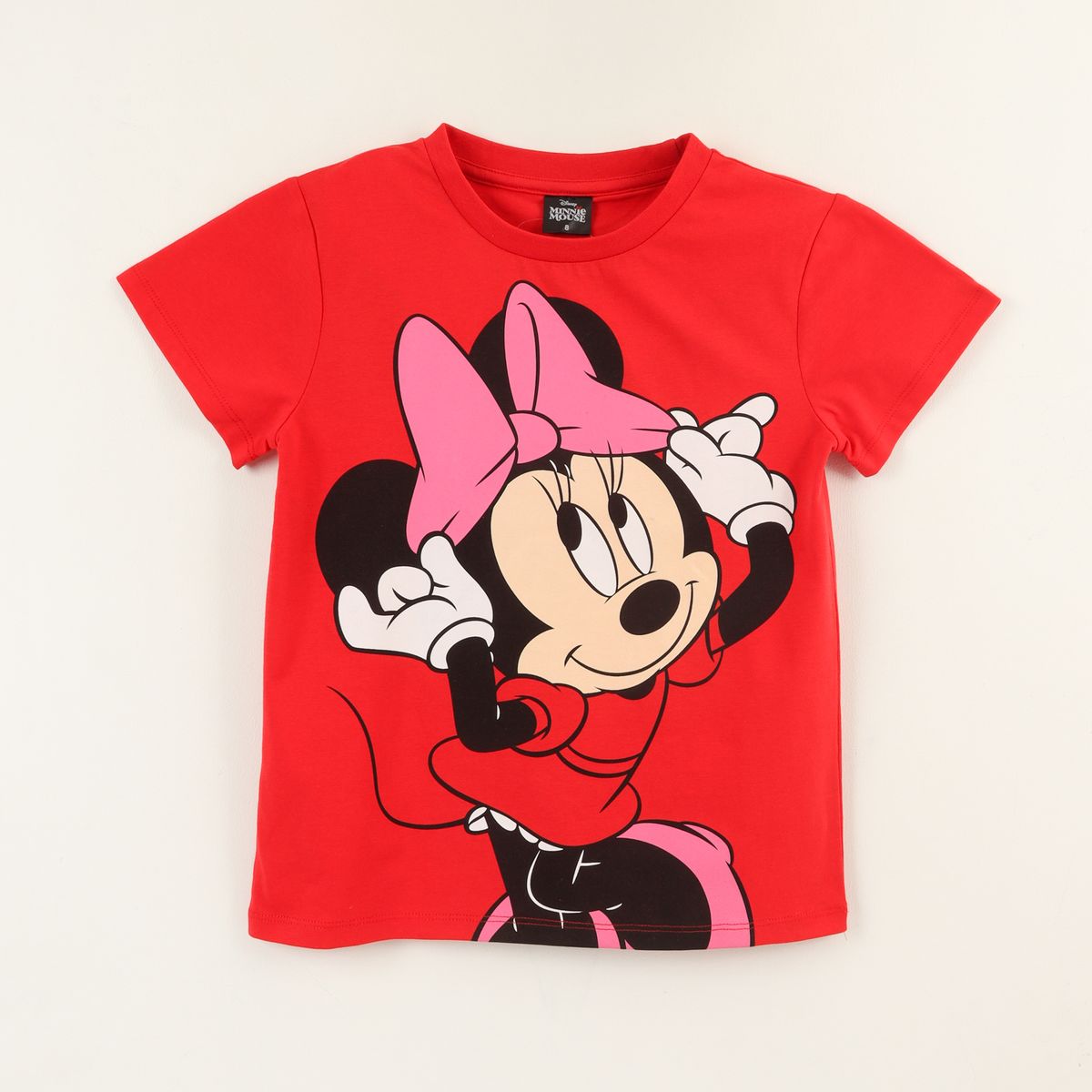 DISNEY - Polera Manga Corta Niña Rojo Minnie Moño Disney