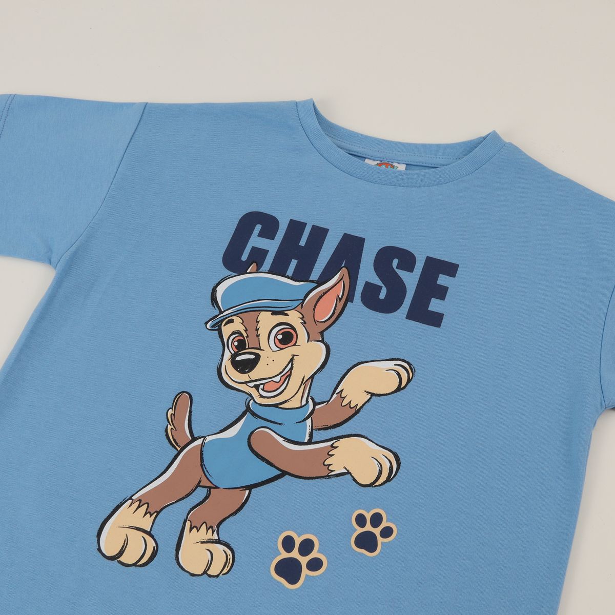 PAW PATROL - Polera Manga Corta Niño Azul Chase Jump Paw Patrol
