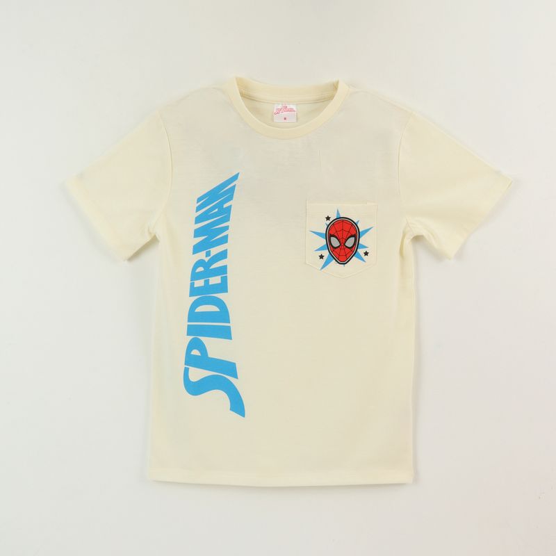MARVEL - Polera Manga Corta Niño Blanco Bolsillo Spiderman Marvel