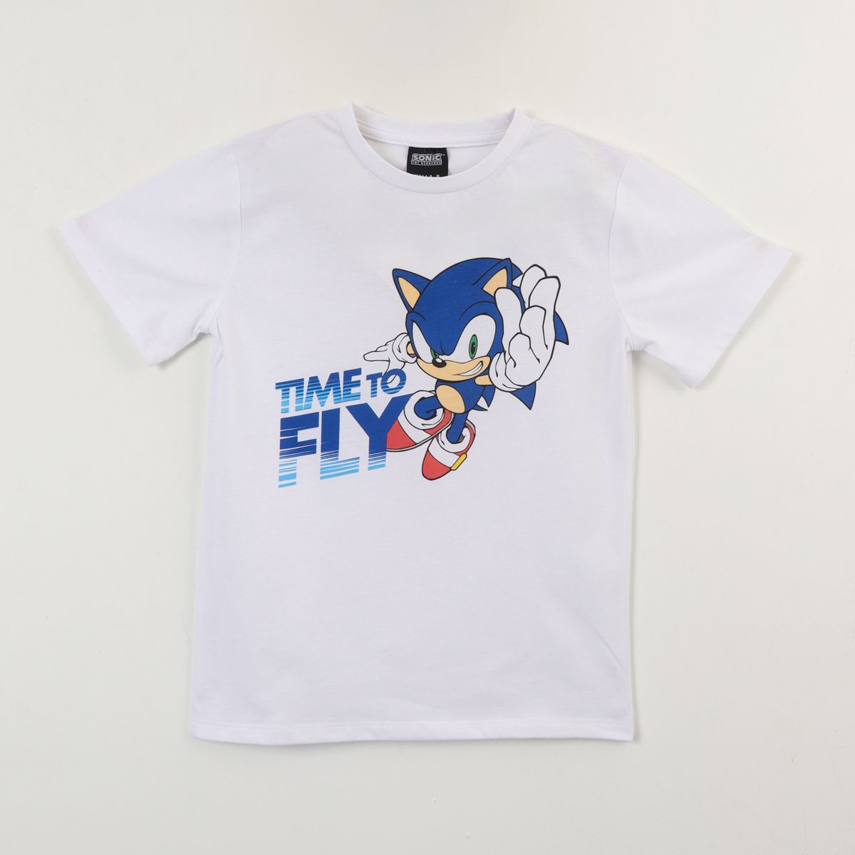 SONIC - Polera Manga Corta Niño Blanco Sonic Time To Fly Sonic