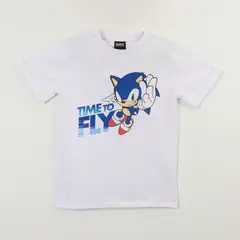SONIC - Polera Manga Corta Niño Blanco Time To Fly