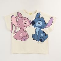 Polera Manga Corta Niña Amarillo Lilo & Stitch