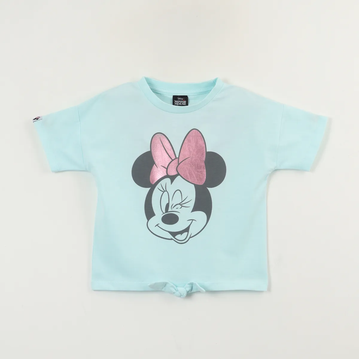 DISNEY - Polera Manga Corta Niña Celeste Minnie Guiño Disney