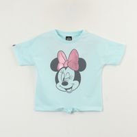 Polera Manga Corta Niña Celeste Minnie Guiño