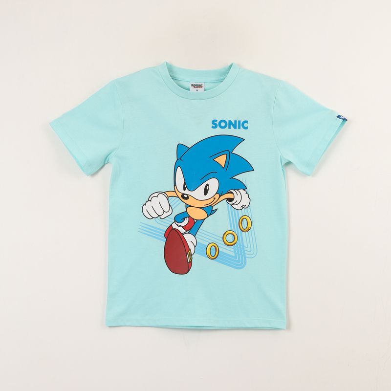 SONIC - Polera Manga Corta Niño Celeste Sonic Run Sonic