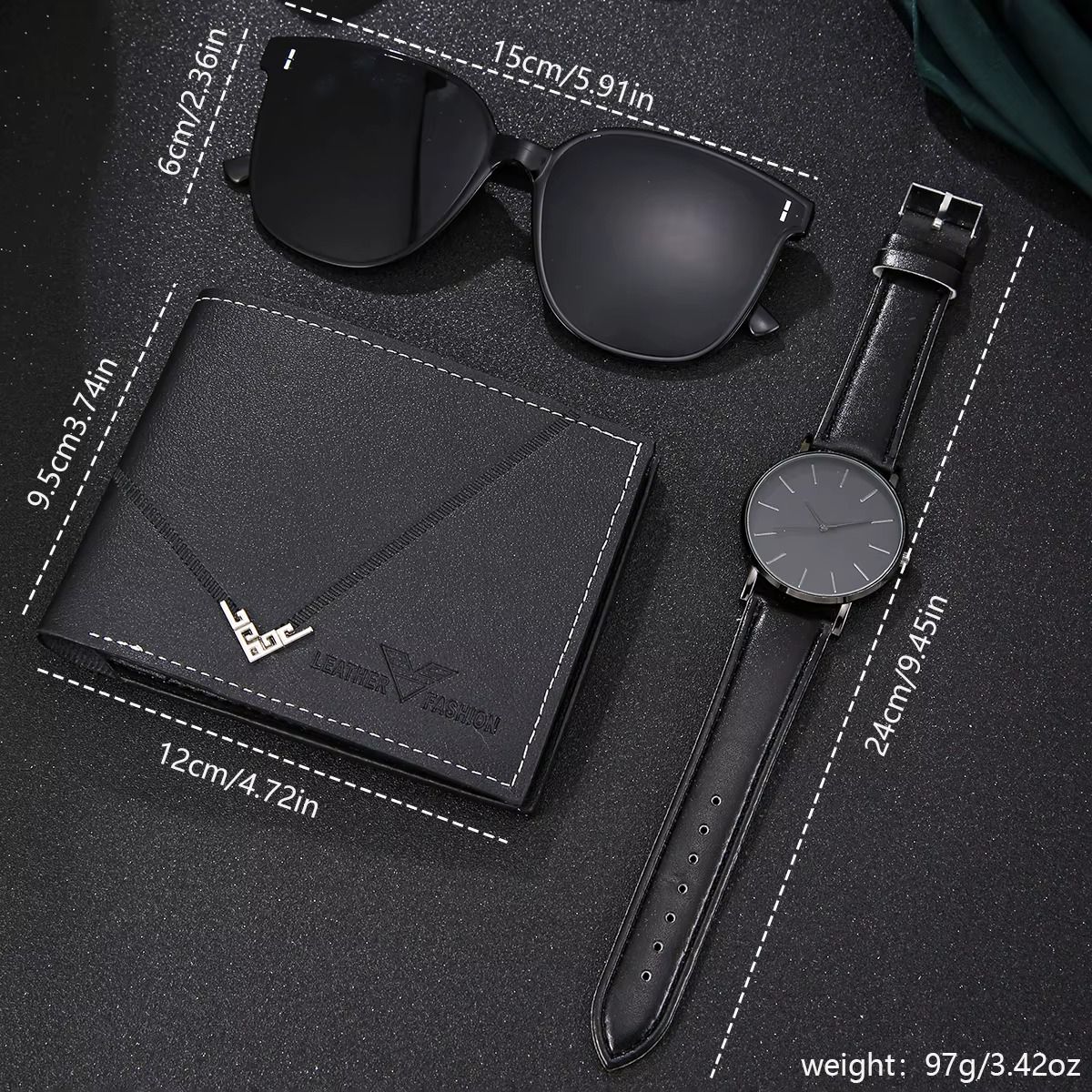 GENERICO - Set 3unds de reloj billetera y gafas para hombre