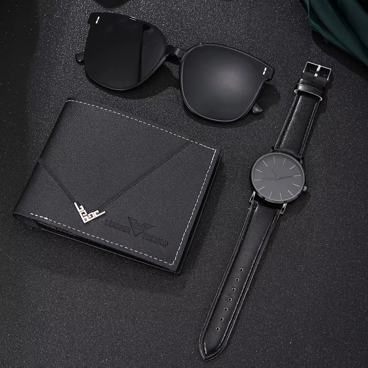 GENERICO - Set 3unds de reloj billetera y gafas para hombre