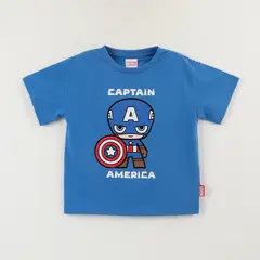 MARVEL - Polera Manga Corta Niño Azul Capitan America Spidey