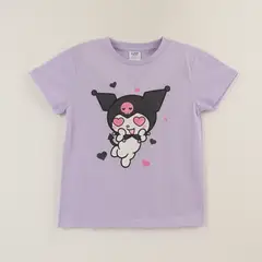 HELLO KITTY - Polera Manga Corta Niña Morado Kuromi Love